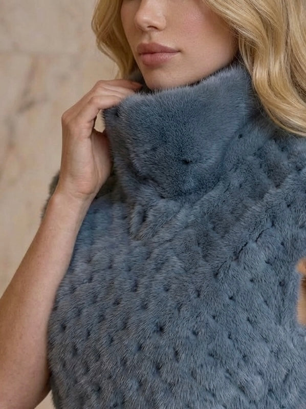 GREY BLUE Mink Fur Vest