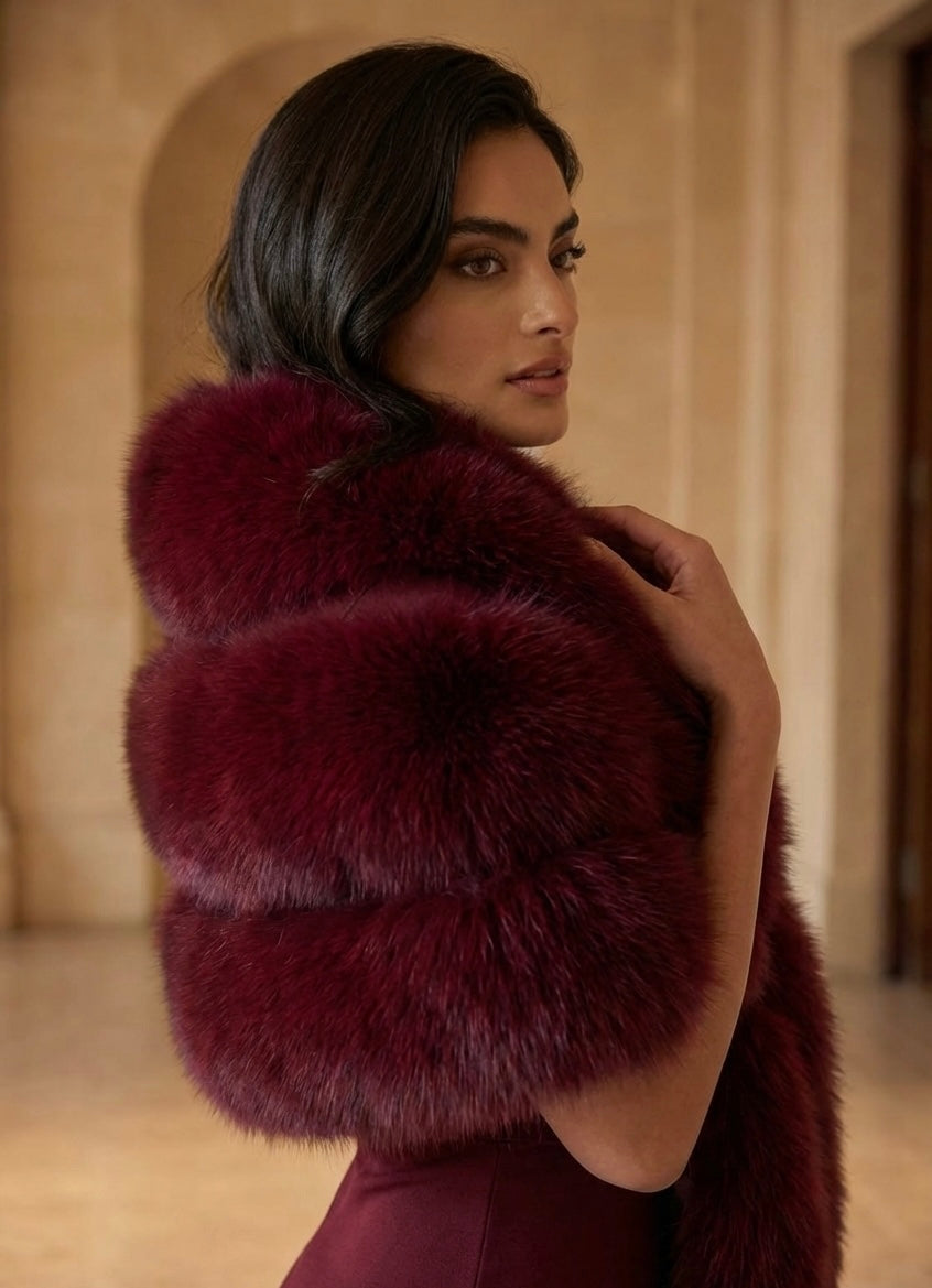 BURGUNDY Fox Fur Bolero