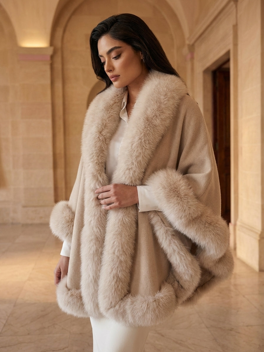 OAT Cashmere Capelet With Fox Trim