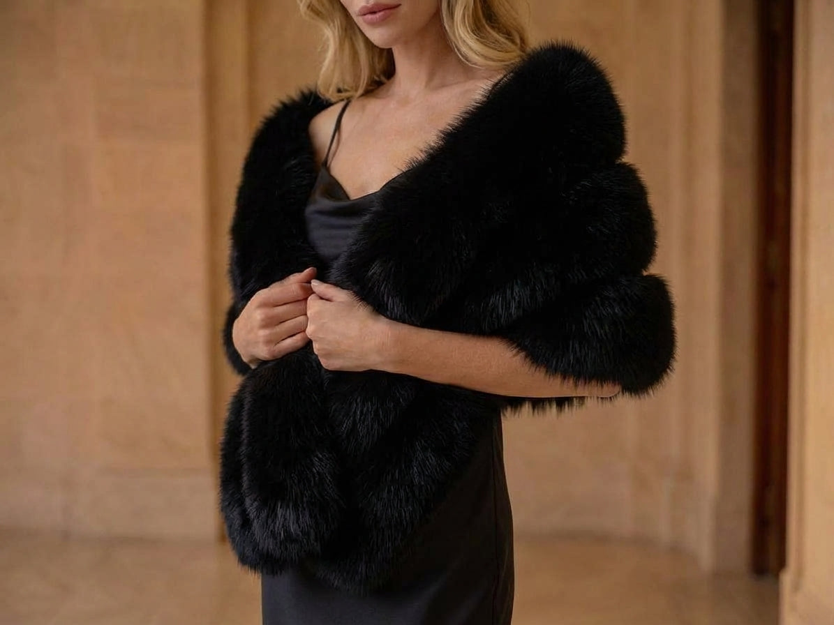 BLACK Fox Fur Bolero