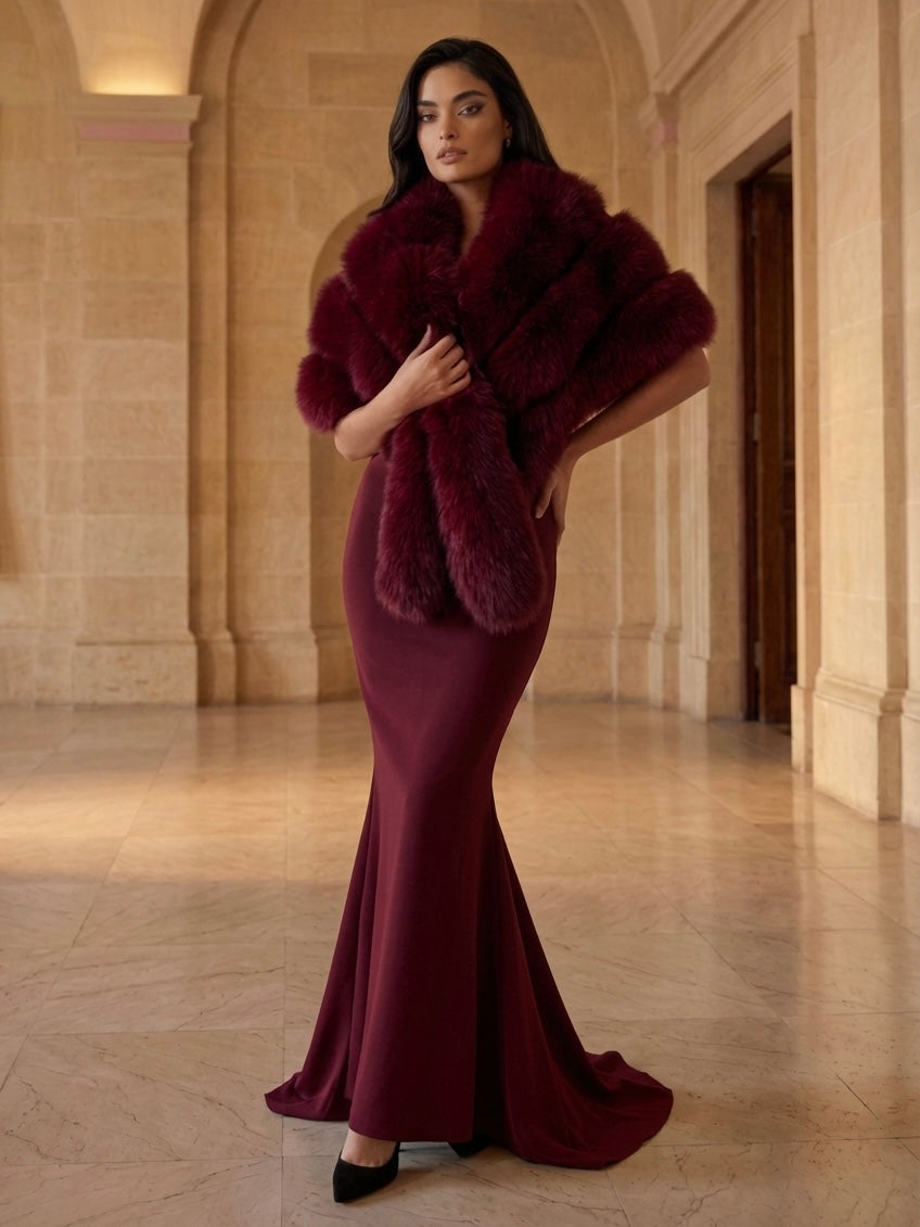 BURGUNDY Fox Fur Bolero